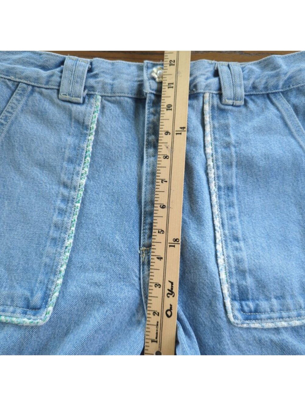 Zara Women's Jeans sz 6 / 28 blue Jeans High Rise Tweed Trim Straight Leg - Picture 10 of 13